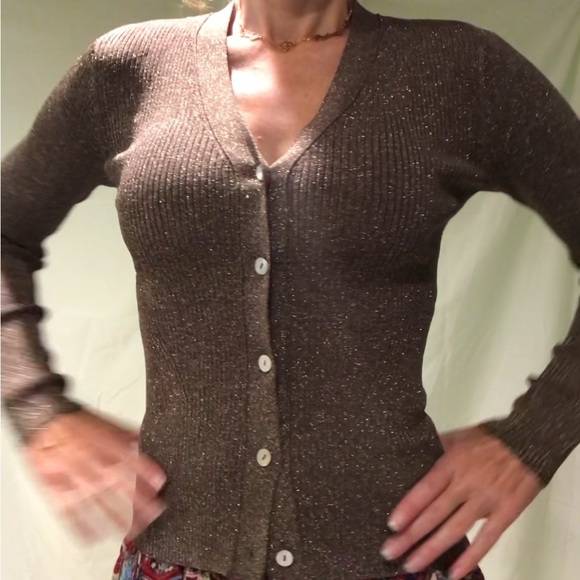 Rails: Women's Brown with Gold Highlights Cardigan Sweater